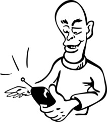 The man wants to call someone, so he dials the phone number
