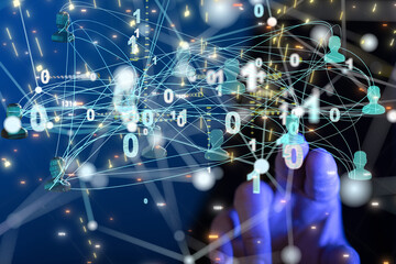 Abstract technology group and data 3d