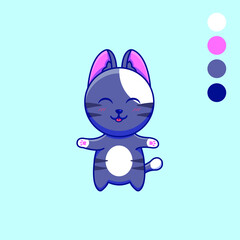 Cute cartoon dancing cat vector illustration. Animal isolated vector. Flat cartoon style