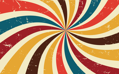 Retro background pattern and grunge textured vintage, banner, vintage color palette blue, yellow, red, orange, brown and beige