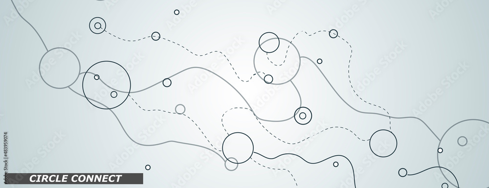 Poster Horizonal banner with dynamic waves and dots. Simple minimal style. Futuristic vector pattern. Abstract cover illustration. Flyer texture digital background. Fuzzy structure