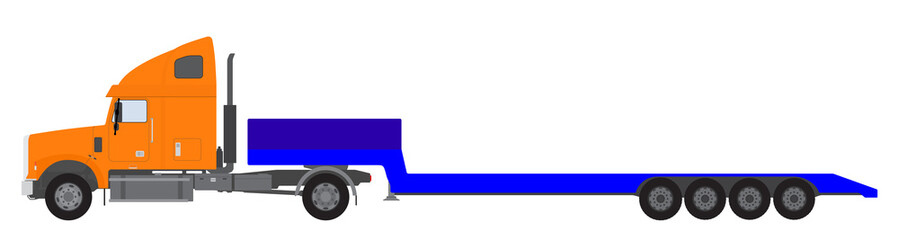 Color image of a freight road train. Vector illustration.