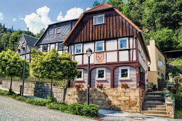 oybin, deutschland - alte traditionelle häuser