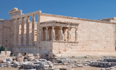 Fototapeta na wymiar Erechtheion temple on Athens Acropolis