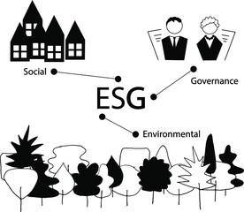 ESG concept of environmental, social and governance; sustainable development. Vector line art illustration 10 EPS
