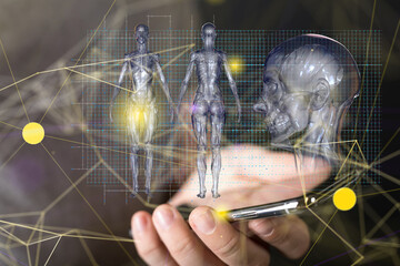 digital medical futuristic interface 3D rendering
