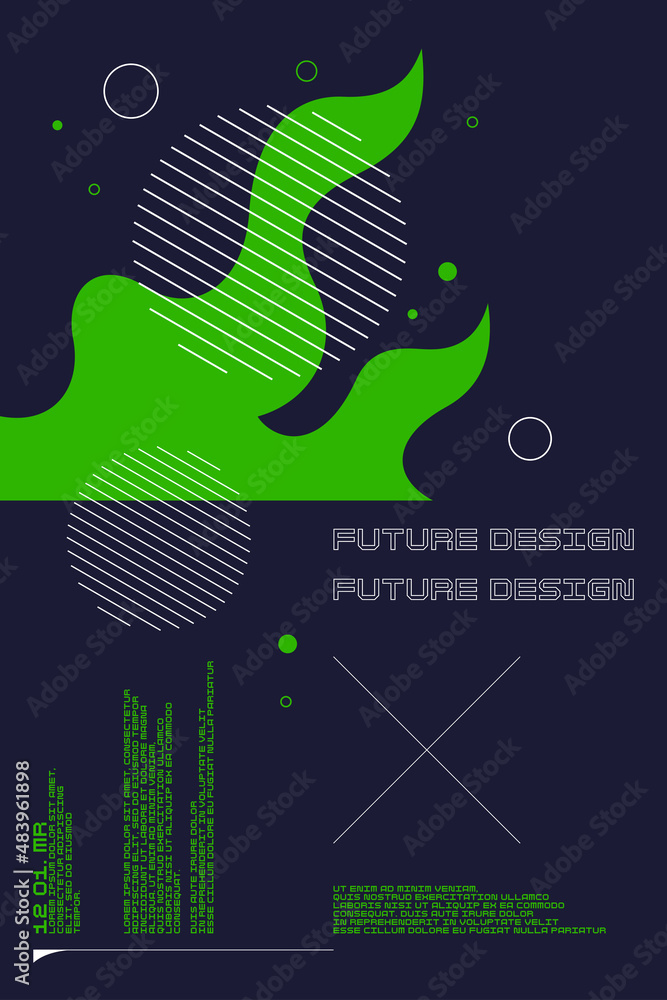 Poster composition with dynamic and geometric shapes. abstract background for design.