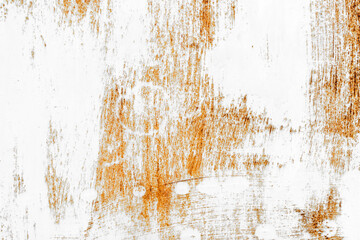 Colorful rust texture. Abstract grunge background of white painted metal surface with oxidation stains.