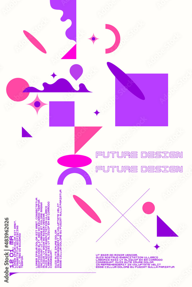 Poster composition with dynamic and geometric shapes. abstract background for design.