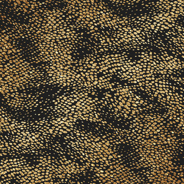 Gold Animal Print Glitter Pattern on Dark Background Texture, Digital Paper