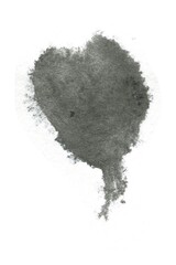 Black Hand drawn Abstract Watercolor Stain Isolated on White Background.