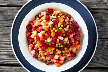 russian vinaigrette, salad of diced cooked veggies