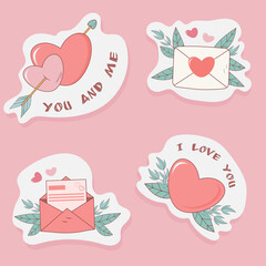 Collection of stickers for Valentine's Day