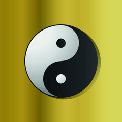 yin and yang symbol 3d gradient luxury gold concept