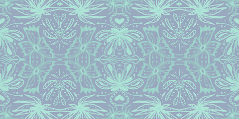 Fototapeta premium Hand drawn floral ethnic pattern. Seamless abstract batik print.