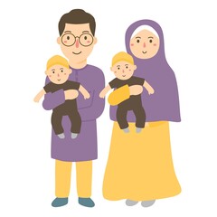 Asian muslim families celebrate eid together