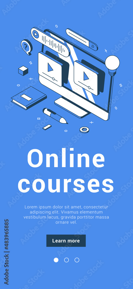 Wall mural online courses distance education video tutorial remotely studying with computer monitor mobile bann