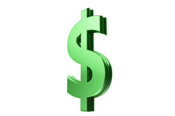 3D dollar sign render on white background. US dollar symbol. 3D illustration.