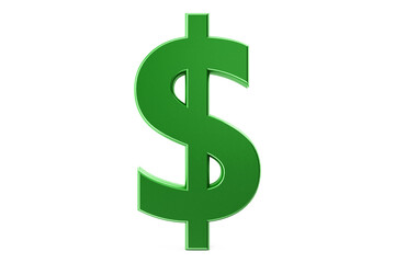 3D dollar sign render on white background. US dollar symbol. 3D illustration.