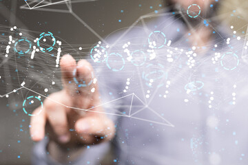 Global network. Blockchain. 3D illustration. Neural networks and artificial intelligence. Abstract