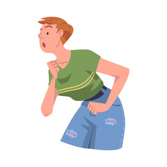 Gasping Woman Looking at Something Interesting with Amazement Vector Illustration