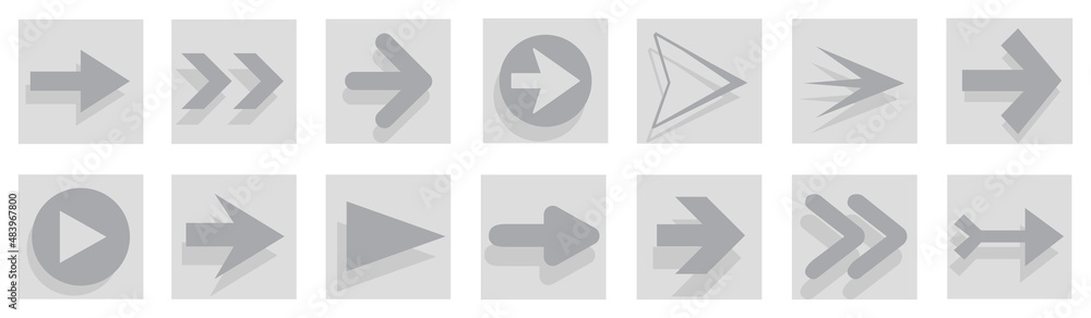 Poster arrow icon set isolated on background. arrows vector collection. different arrow icons in flat style