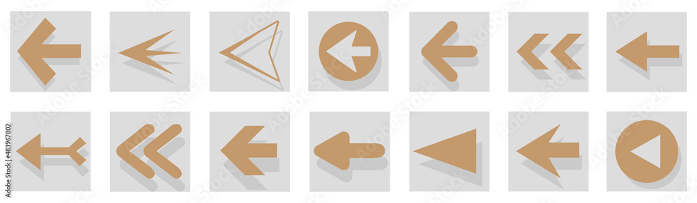 Poster arrow icon set isolated on background. arrows vector collection. different arrow icons in flat style