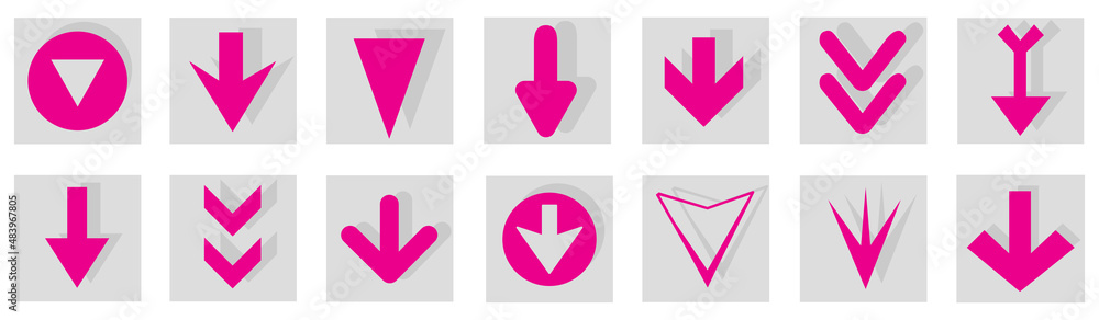 Poster arrow icon set isolated on background. arrows vector collection. different arrow icons in flat style