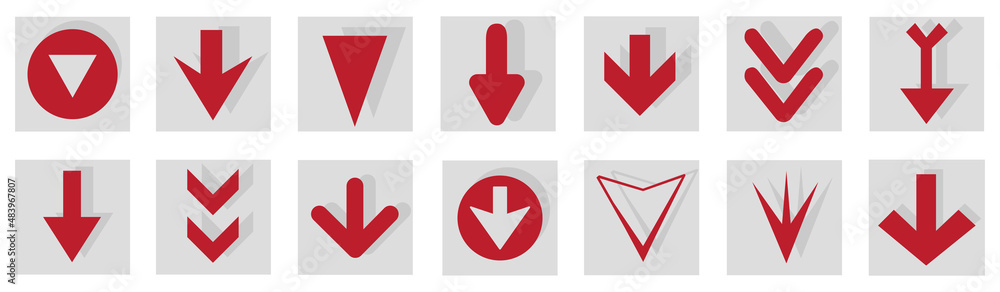 Poster arrow icon set isolated on background. arrows vector collection. different arrow icons in flat style