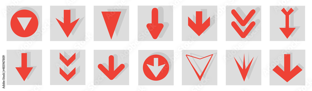 Poster arrow icon set isolated on background. arrows vector collection. different arrow icons in flat style