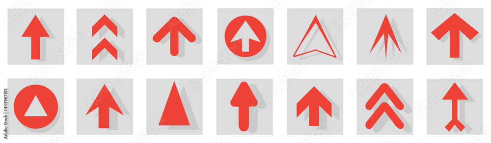 Poster arrow icon set isolated on background. arrows vector collection. different arrow icons in flat style