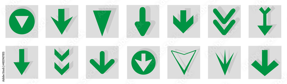 Poster arrow icon set isolated on background. arrows vector collection. different arrow icons in flat style
