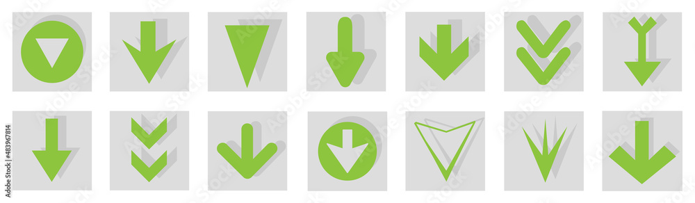 Poster arrow icon set isolated on background. arrows vector collection. different arrow icons in flat style