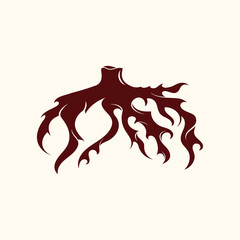 Vector Root of an Underground creative Tree. Tree Root Icon