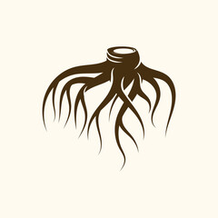 Vector Root of an Underground creative Tree. Tree Root Icon