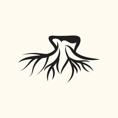 Vector Root of an Underground creative Tree. Tree Root Icon