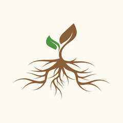 Vector Root of an Underground creative Tree. Tree Root Icon