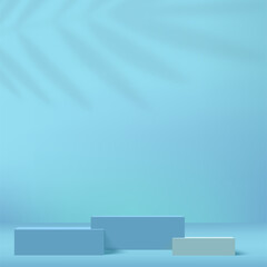 Abstract background with blue color podium for presentation. Vector
