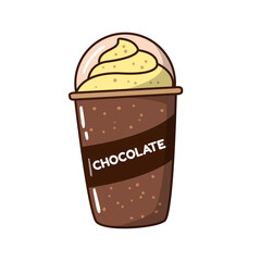 Chocolate drink in disposable cup vector illustration with cartoon style isolated on white background