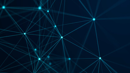 Fototapeta premium Big data visualization. Network connection structure with chaotic distribution of points and lines. 3D rendering.