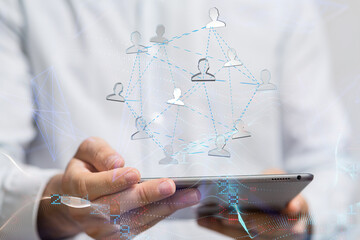 Global network. Blockchain. 3D illustration. Neural networks and artificial intelligence. Abstract