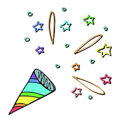 Vector hand drawn firework clip art. Cute colorful illustration isolated on white background. For greeting cards, print, web, design, decor.