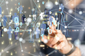 Abstract technology group and data 3d