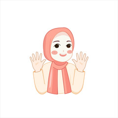 Moslim girl  character pose greetings,Teen girl character