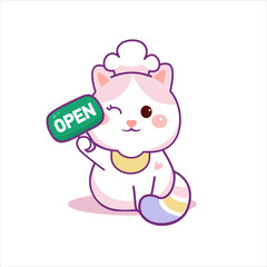 Cartoon cute white cat unicorns. Funny caticorn kittens vector. 