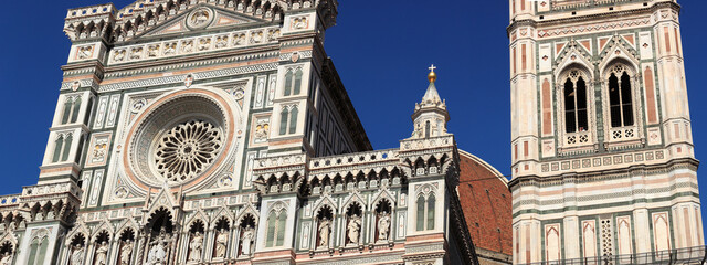 Italy, Tuscany, Florence, facade of the Cathedral of Santa Maria dei Fiore,Florence, Tuscany,...