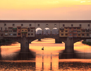Ponte Veccio in the sunset, Florence, Tuscany, Italy, Europe