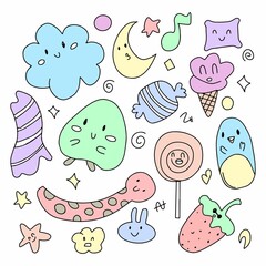 Naklejka premium Set of illustration adorable monster doodle isolated on white background