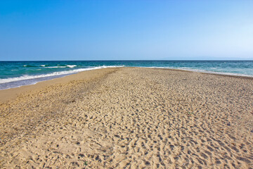 Fototapeta na wymiar Detail from sandy Possidi cape beach in Greece