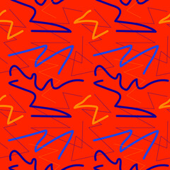 Seamless abstract cute pattern with different wave lines
